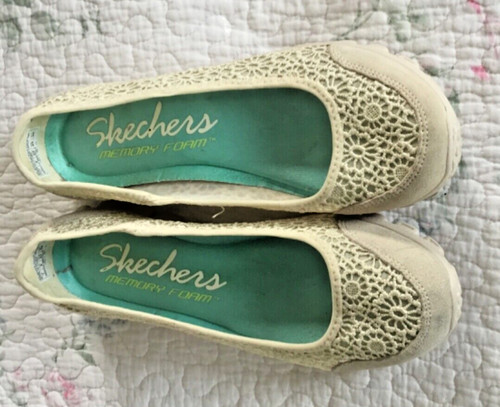 Skechers cream lace and suede - cream,