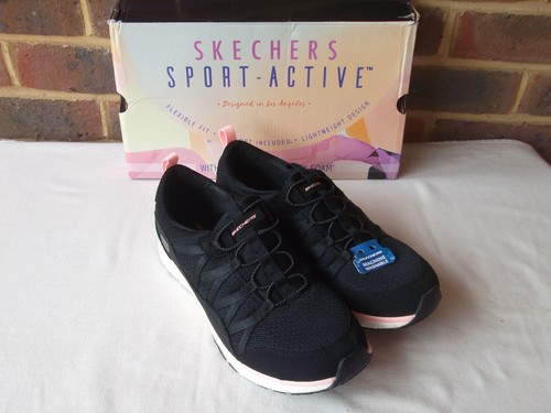 Skechers black pink trainers - black/pink,